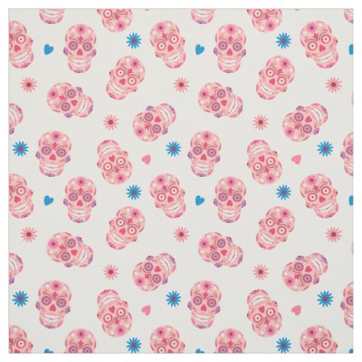 Pink Sugar Skull Pattern Fabric