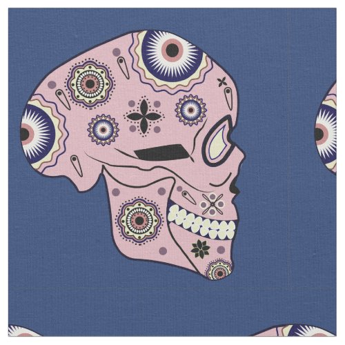 pink sugar skull print fabric