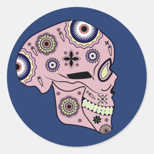 pink sugar skull profile stickers