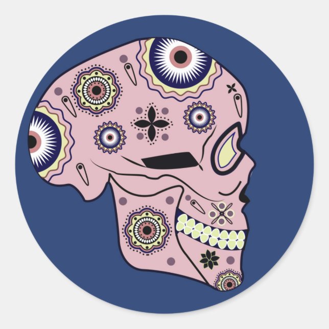pink sugar skull profile stickers (Front)