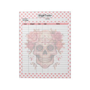 Pink Sugar Skull Weight Tracker Notepad