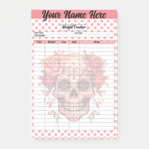 Pink Sugar Skull Weight Tracker Post-it Notes