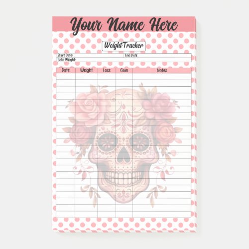 Pink Sugar Skull Weight Tracker Post_it Notes
