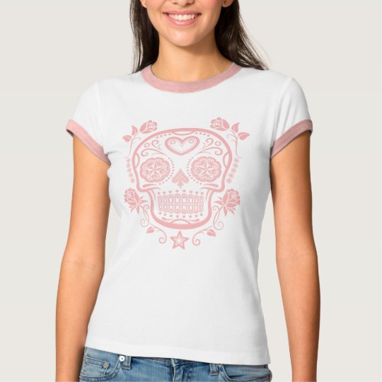 Pink Sugar Skull with Roses T-Shirt