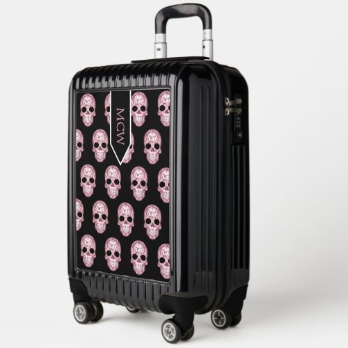 Pink Sugar Skulls _ Monogram Luggage