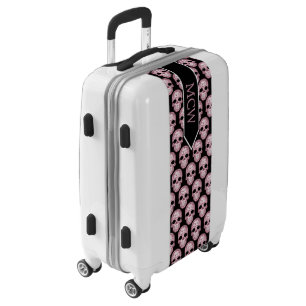 Pink Sugar Skulls - Monogram Luggage