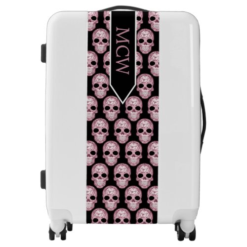 Pink Sugar Skulls _ Monogram Luggage