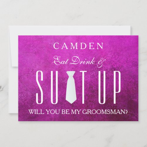 Pink Suitup Will you be my groomsman Invitation