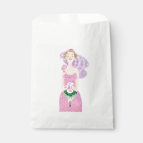 Pink summer bride with lilies favor bag