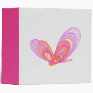 Pink Summer Butterflies Abstract Art 3 Ring Binder