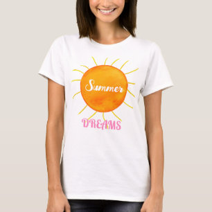 Pink Summer Dreams Yellow Orange Sun T-Shirt