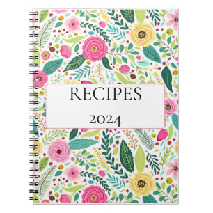 Pink summer floral bride recipes notebook