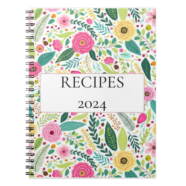 Pink summer floral bride recipes notebook (Front)