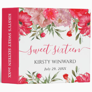 Pink Summer Flowers Sweet 16 Photo Album 3 Ring Binder