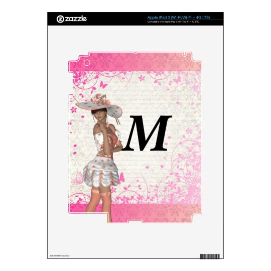Pink summer girl decals for iPad 3