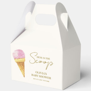 Pink Summer Here's The Scoop Ice Cream Baby Shower Favor Boxes