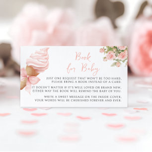 Pink Summer Ice Cream Book for Baby Girl Shower Enclosure Card