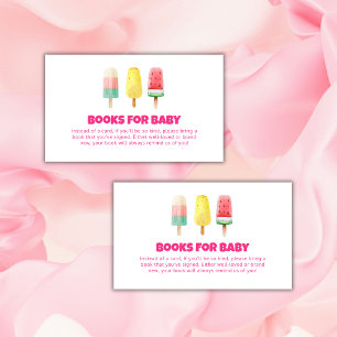 Pink Summer Ice Cream Pop Books For Baby Shower Enclosure Card