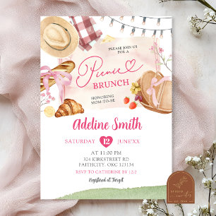 Pink Summer Patisserie Picnic Bridal Shower Brunch Invitation