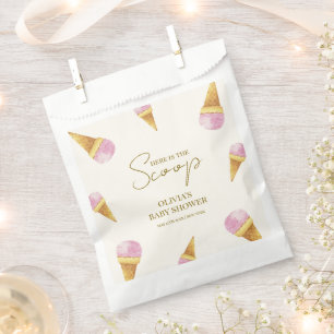 Pink Summer Scoop Ice Cream Baby Shower Favor Bag