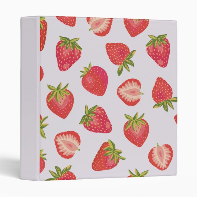 Pink Summer Strawberry pattern 3 Ring Binder (Front/Spine)