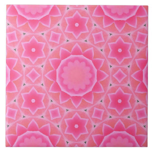 Pink sun and stars baby girl mosaic pattern ceramic tile