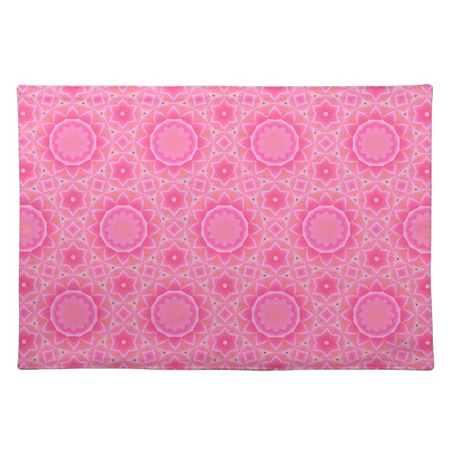 Pink sun and stars baby girl mosaic pattern cloth placemat (Front)