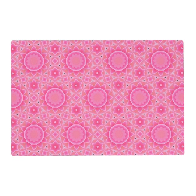 Pink sun and stars baby girl mosaic pattern placemat (Front)