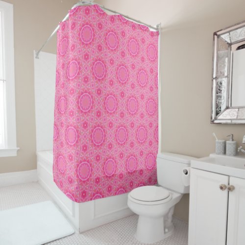 Pink sun and stars baby girl mosaic pattern shower shower curtain