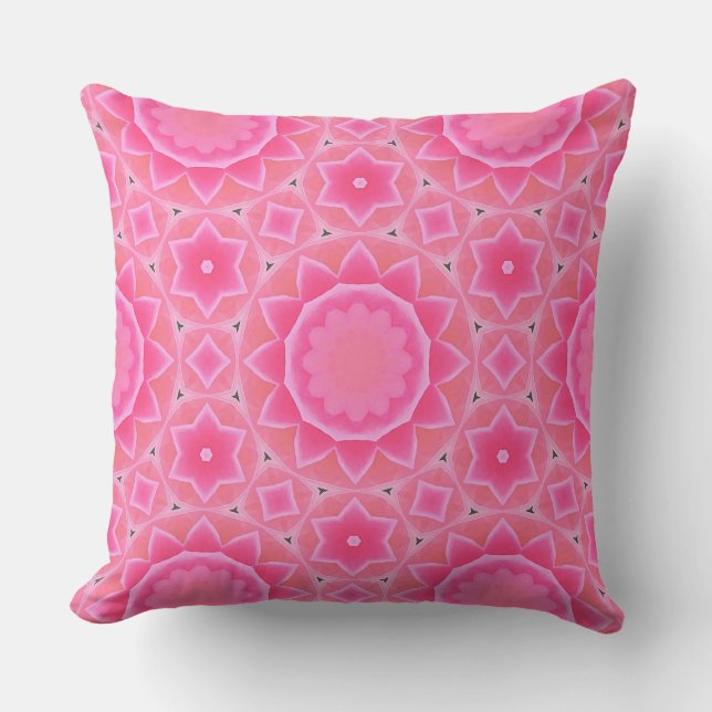 Pink sun and stars baby girl mosaic pattern throw pillow (Front)