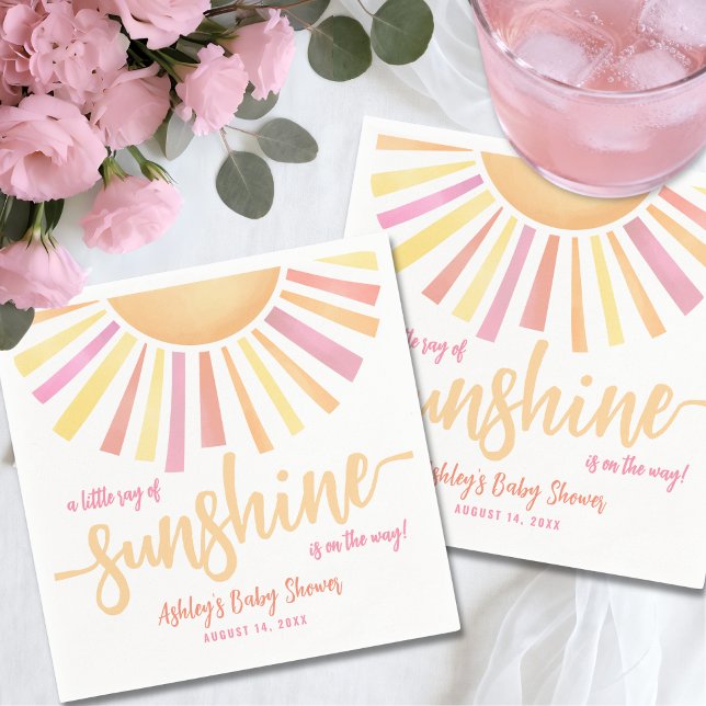 Pink Sun Baby Shower Napkins (Pink Sun Baby Shower Napkins)