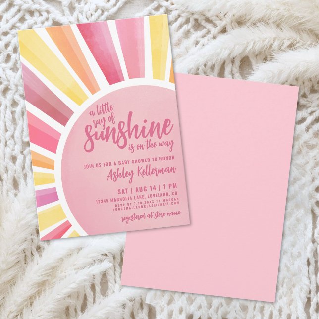 Pink Sun Boho Baby Shower Invitation (Pink Sun Boho Baby Shower Invitation)