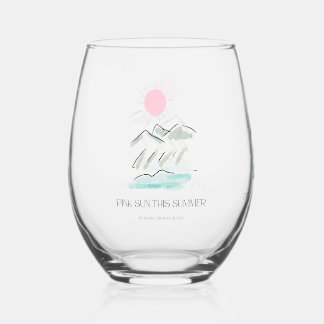 Pink sun this summer wine glass