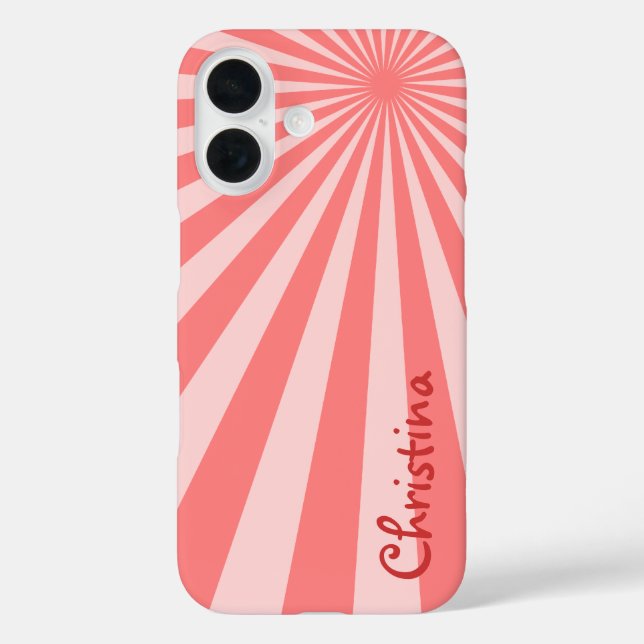 Pink Sunburst "Add Your Name" Case-Mate iPhone Case (Back)