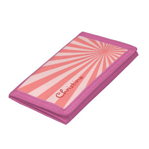Pink Sunburst "Add Your Name" Tri-fold Wallet