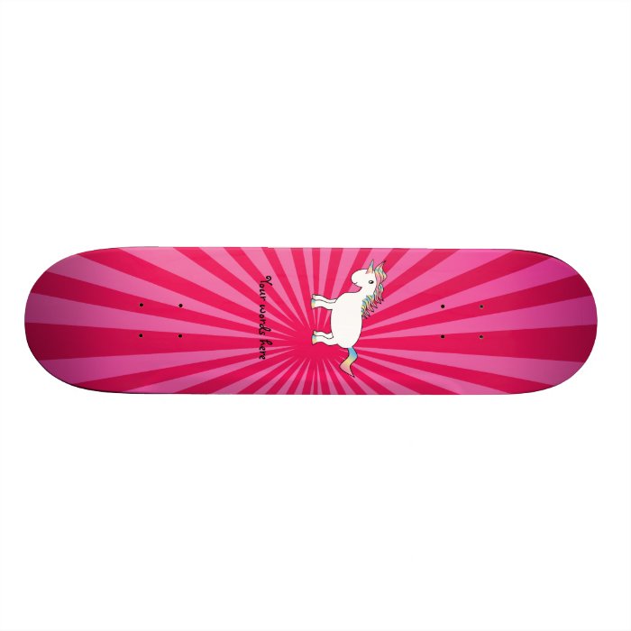 Pink sunburst rainbow unicorn skateboards