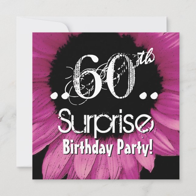 Pink Sunflower 60th Surprise Birthday Template (Front)