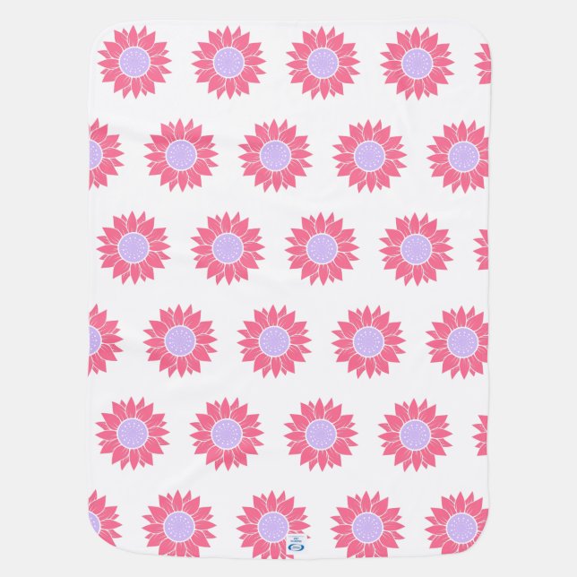 Pink Sunflower  Baby Blanket (Back)