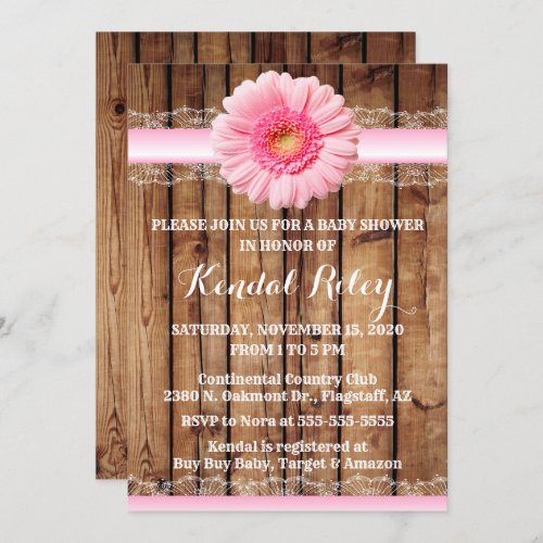 Pink Sunflower Baby Shower Invite