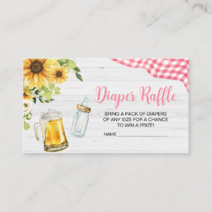 Pink Sunflower BBQ Baby Shower Diaper Raffle Enclosure Card