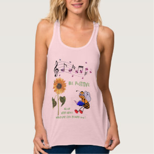 Pink Sunflower Bees Positive Tank Top