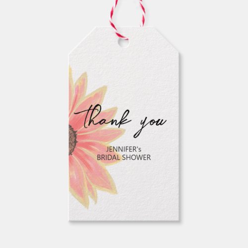 Pink Sunflower bridal shower thank you Gift Tags