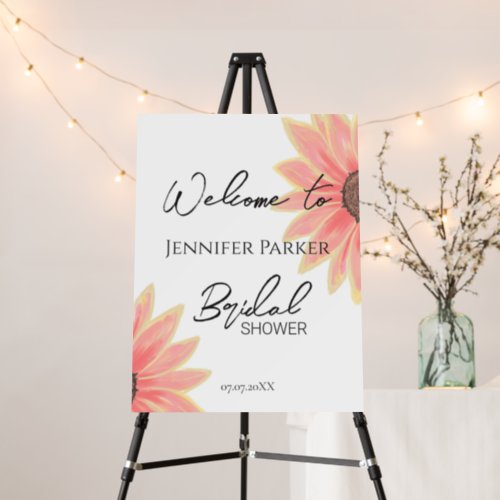 Pink Sunflower Bridal shower welcome sign