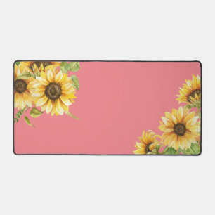 Pink Sunflower Desk Mat