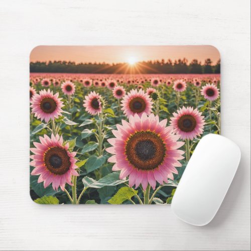 Pink Sunflower Field Mouse Pad