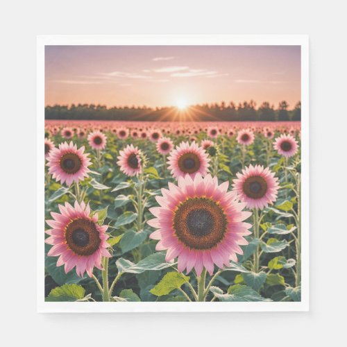 Pink Sunflower Field Napkins