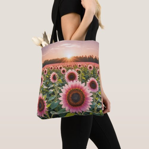 Pink Sunflower Field Tote Bag