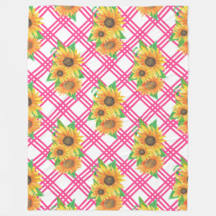 Pink Sunflower Fleece Blanket