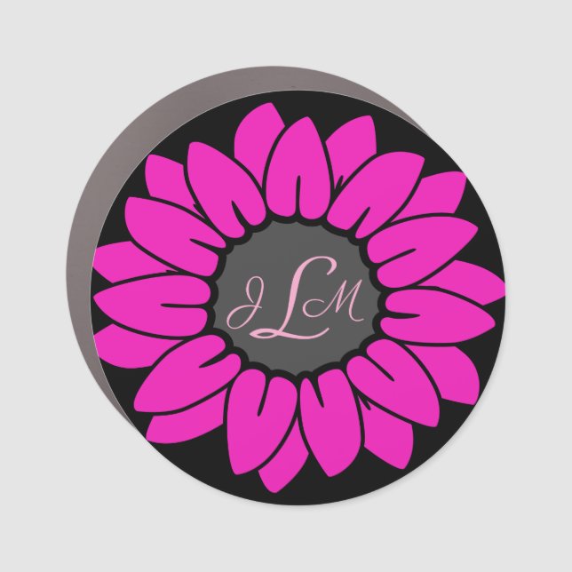 Pink Sunflower Initial   Car Magnet (Front)