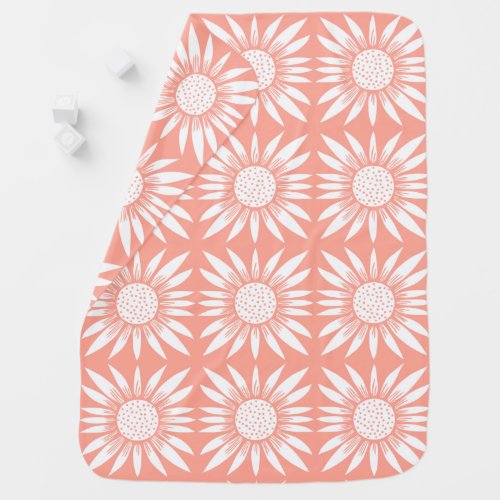 Pink Sunflower Pattern CUSTOMIZABLE Baby Blanket